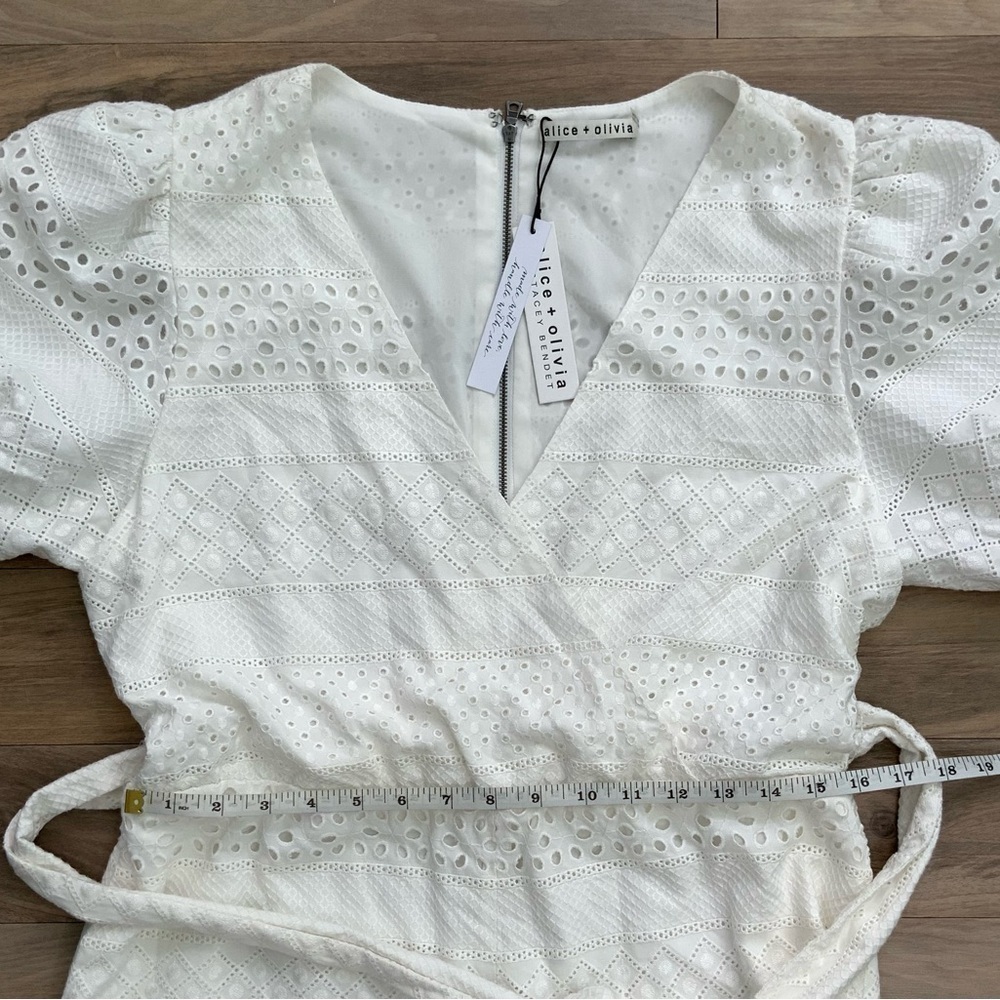Alice + Olivia Paulina Puff Sleeve Eyelet Romper - Picture 12 of 12